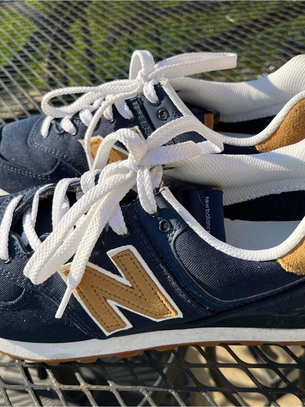 New Balance Navy and Tan Sneakers